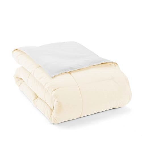 Full/Queen size 3-Piece Microfiber Reversible Comforter Set in White and Cream