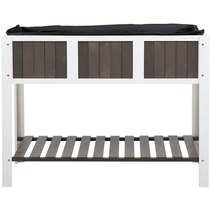 White Wooden 2 Level Elevated Raised Garden Planter Bed