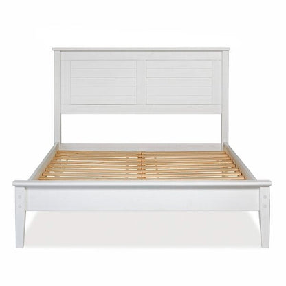 Contemporary White Solid Pine Platform Bed in Queen Size