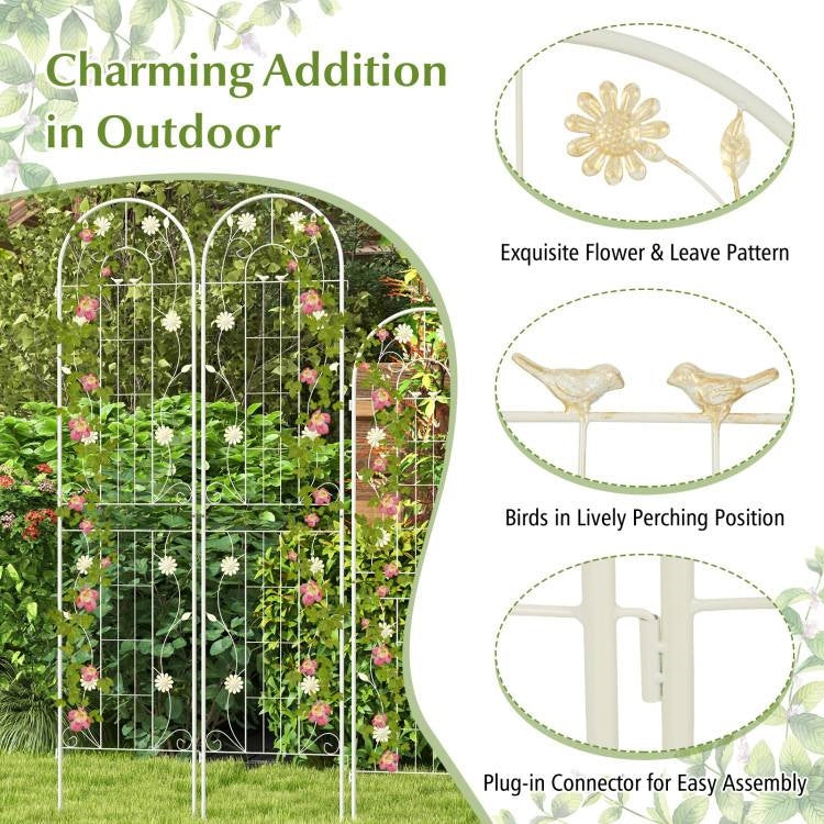 2 Pack - 7-ft Galvanized Steel Garden Trellis in White Metal Outdoor Finish