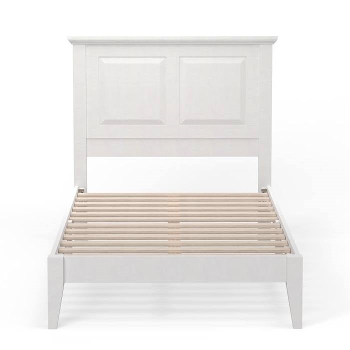 Twin Traditional Solid Oak Wooden Platform Bed Frame with Headboard in White