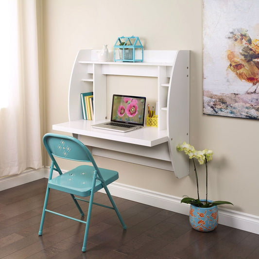 White Wall-Mounted Modern Space Saving Laptop Computer Desk