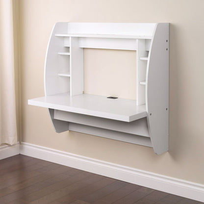 White Wall-Mounted Modern Space Saving Laptop Computer Desk