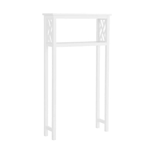 White Solid Wood Over the Toilet 1-Shelf Storage Rack