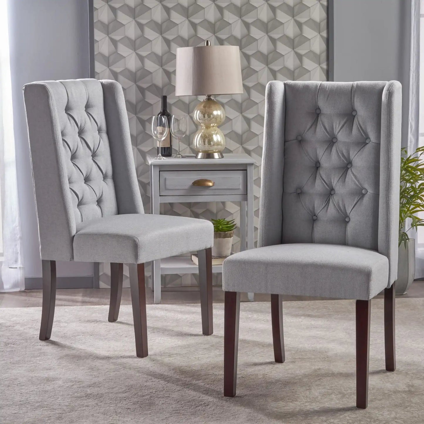 Sophisticated Tufted Dining Chair With High Back Design