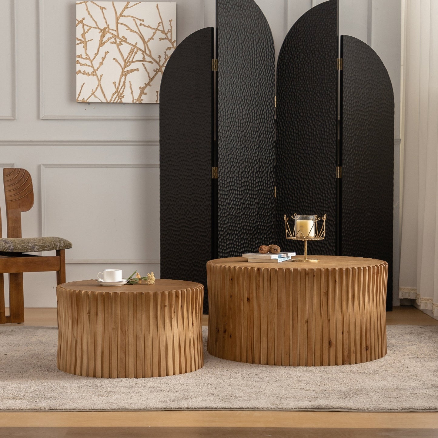Vintage Fashion Style Cylindrical Nesting Coffee Table Set