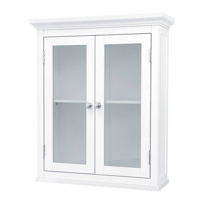 Classic 2-Door Bathroom Wall Cabinet in White Finish