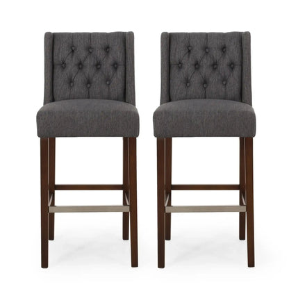 Solstara - Upholstered Dining Barstool With Button Tufted And Wing Back