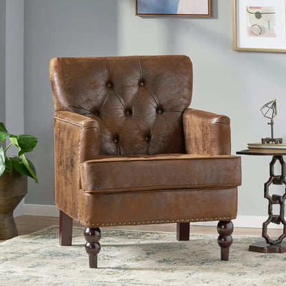 Vitality - Club Chair With Button Tufted Diamond Stitching And Turned Legs
