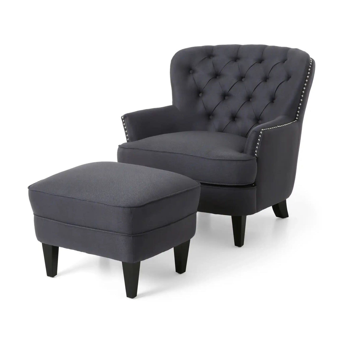Enchante - Living Room Set With Tufted Back Club Chair And Ottoman
