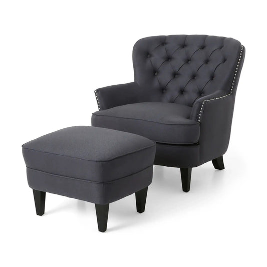 Enchante - Living Room Set With Tufted Back Club Chair And Ottoman