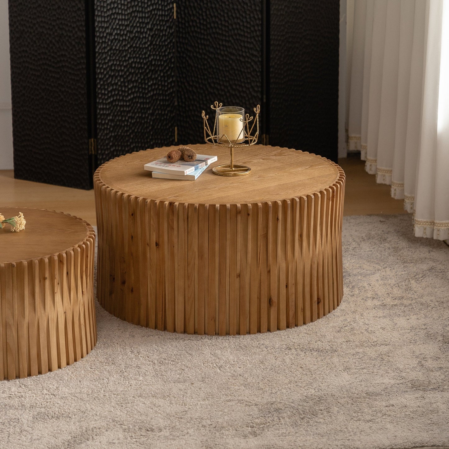 Vintage Fashion Style Cylindrical Nesting Coffee Table Set