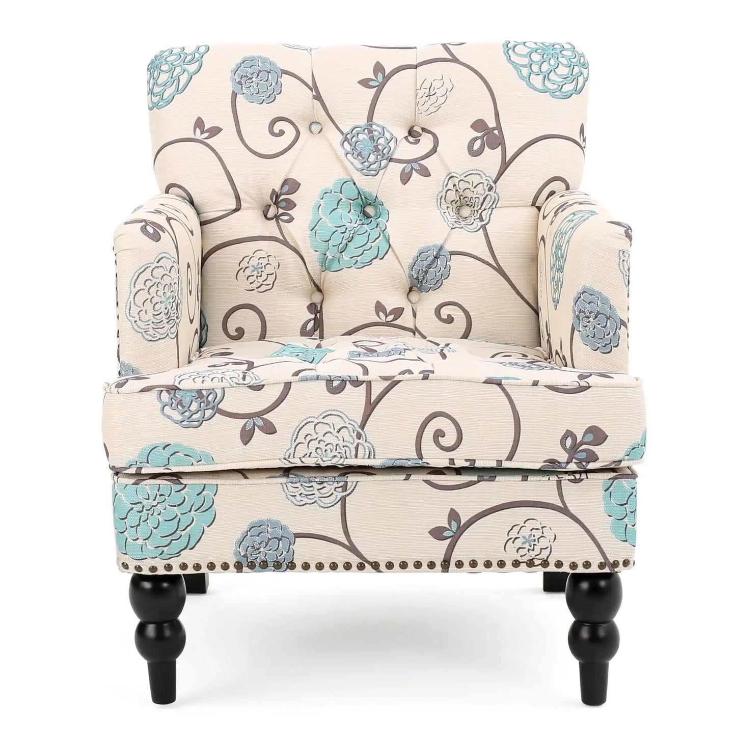 Vitality - Club Chair With Button Tufted Diamond Stitching And Turned Legs