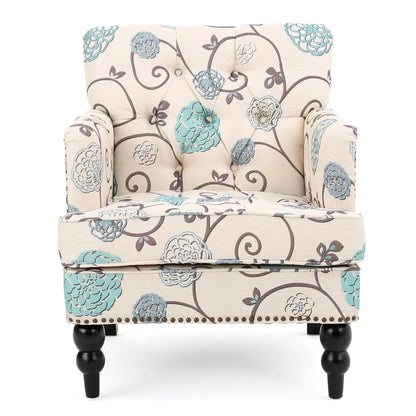 Vitality - Club Chair With Button Tufted Diamond Stitching And Turned Legs