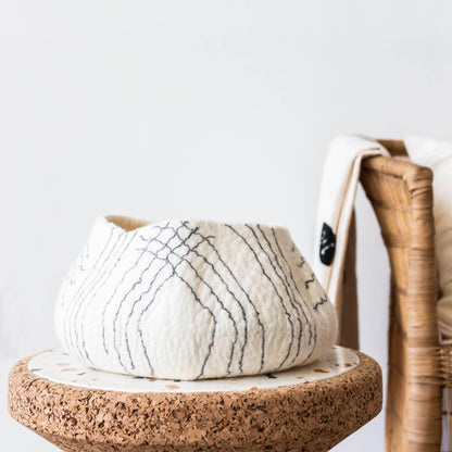 White Ghana Wool Linear Basket