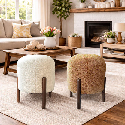 Plush Boucle Drum Ottoman, Choose Your Color