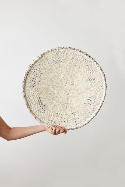 White Washed Handwoven Wall Basket