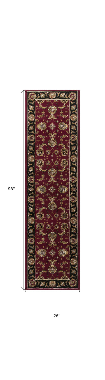 9' X 13' Red and Black Area Rug