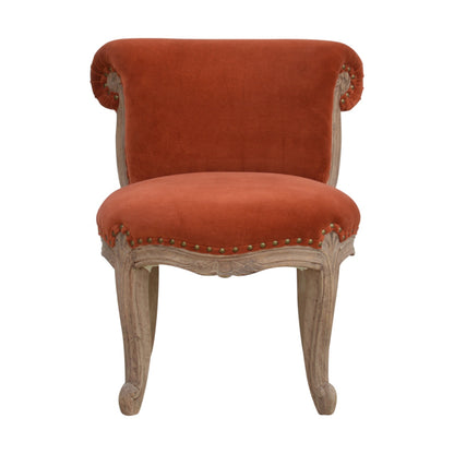 Brick Red Velvet Studded Chair